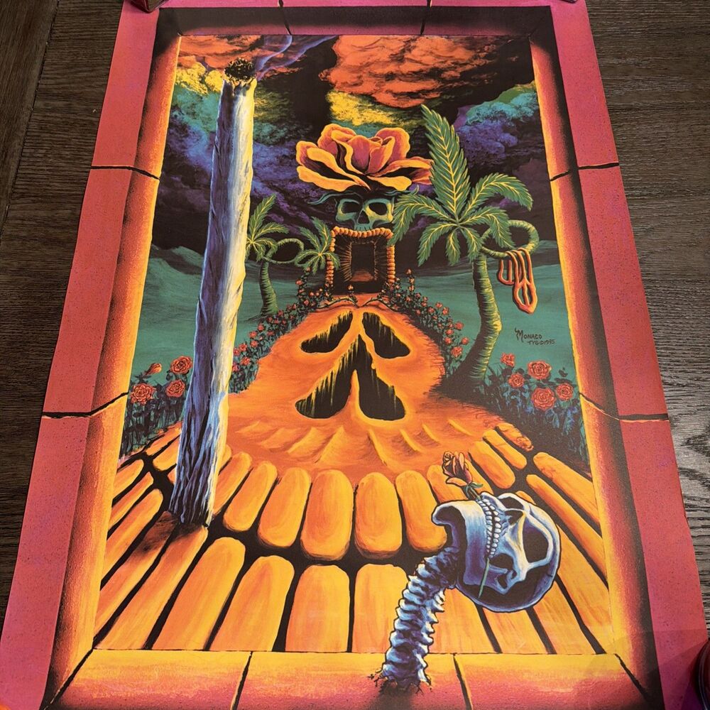 Skull Garden Illusions #8 vintage 1995 Vincent Monaco Collection 21"x33" Poster
